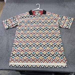 Vintage Cripple Creek Polo Shirt Mens XL Multicolor Aztec Southwestern 80s